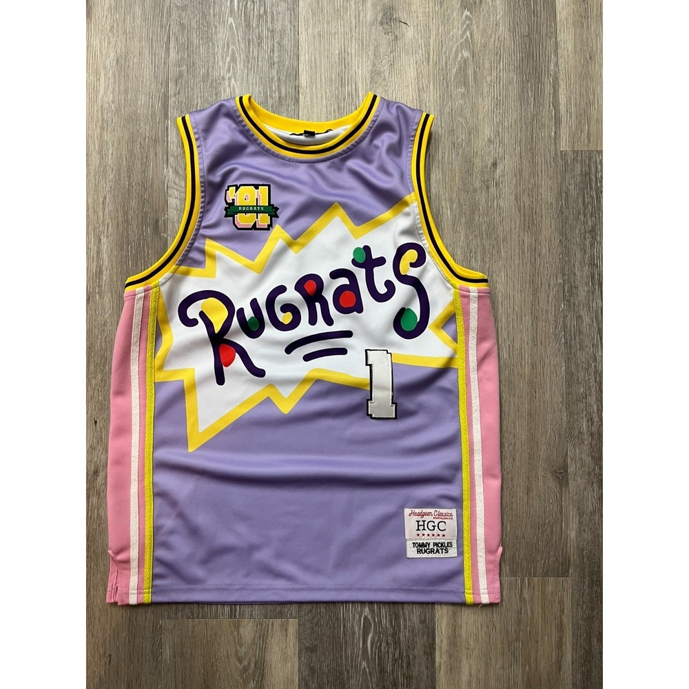 Vtg Y2K Rugrats Tommy Pickles Headgear Classics Basketball Jersey Men's S/Kid XL
